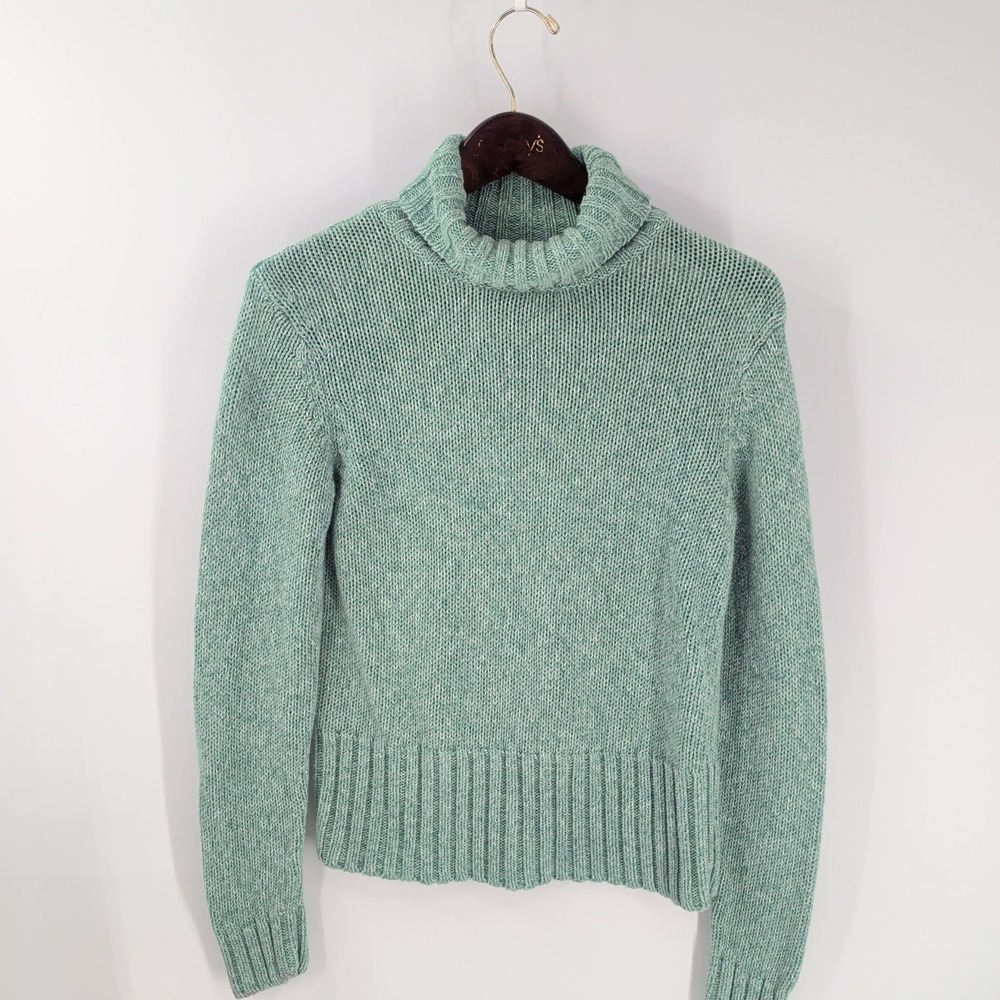 G.H. Bass & Co. Stretch Turtleneck Ramie‎ Knit Pullover Sweater Turquoise Size M